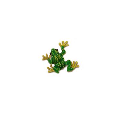 Frog 3/D with Green Enamel on Front Large Pendant with Hidden Bail  879AFYENHB
